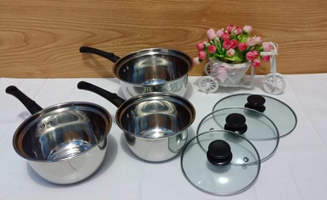 Panci 3 Set Stainless Steel Milk Pot – 3 ini 1